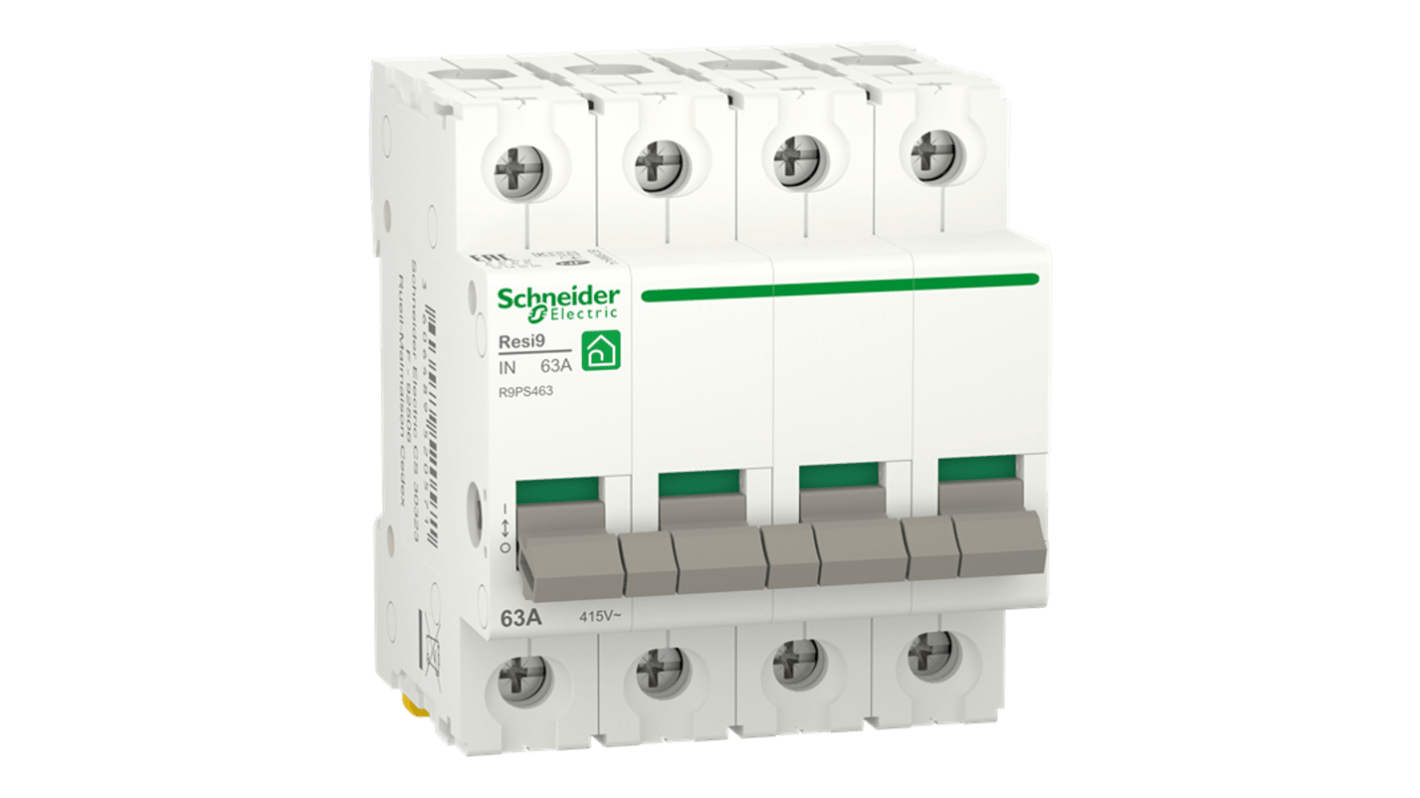 Schneider Electric 63A电子断路器, 夹子, C型脱扣, R9PS系列