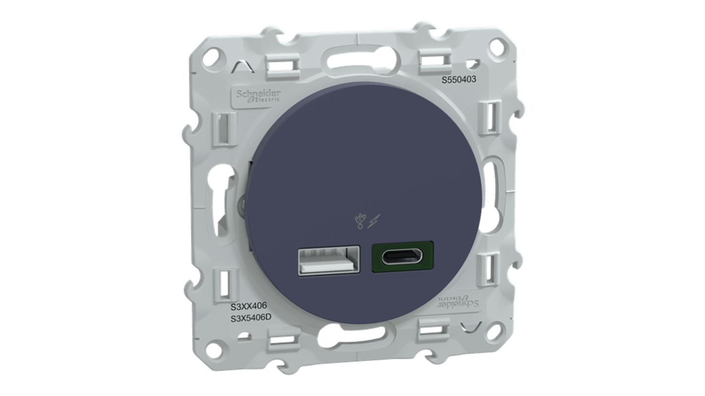 USB Blue Wall Plate Module, Flush Mount