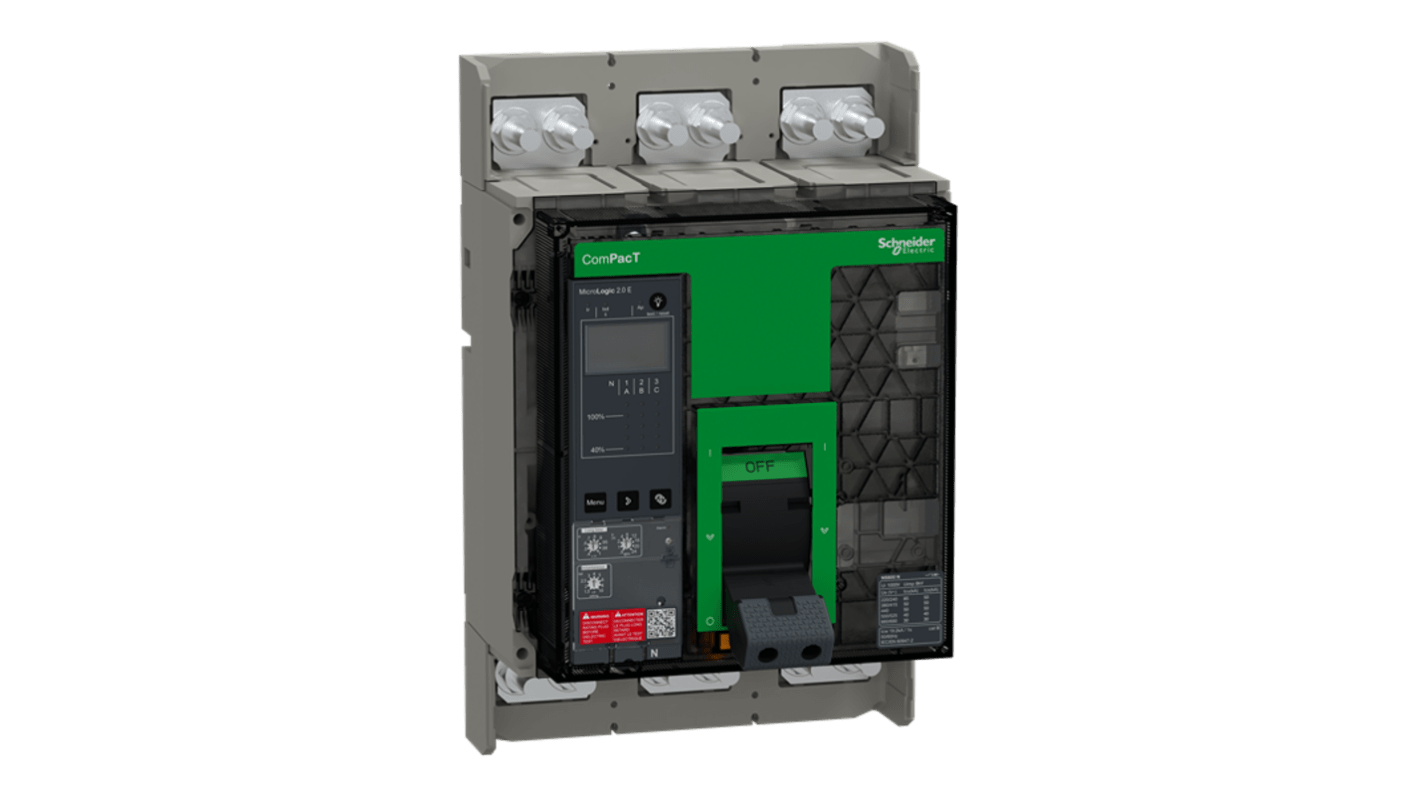Schneider Electric, ComPacT MCCB 3P 1.25kA, Breaking Capacity 30 kA, Fixed Mount