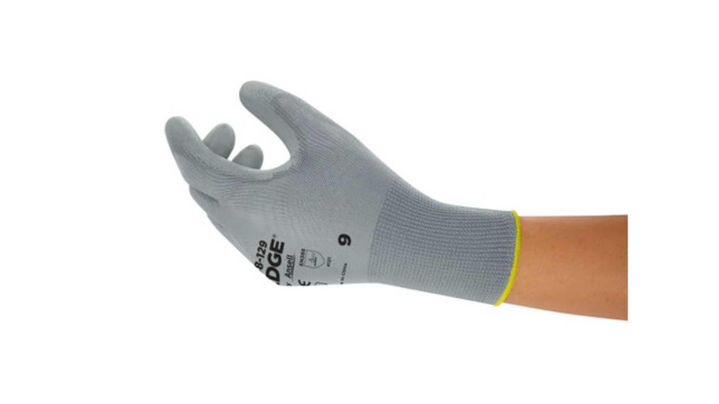 Ansell Edge 48-129 Grey Polyester Abrasion Resistant, Tear Resistant Work Gloves, Size 11, Polyurethane Coating