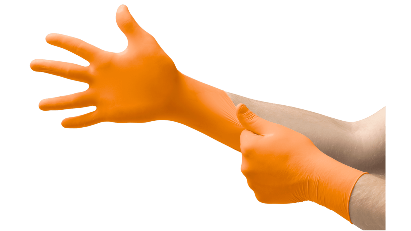 Ansell MicroFlex 93-856 Orange Nitrile Assembly of Small Pieces, General Handling, Packaging, Quality Inspection Work