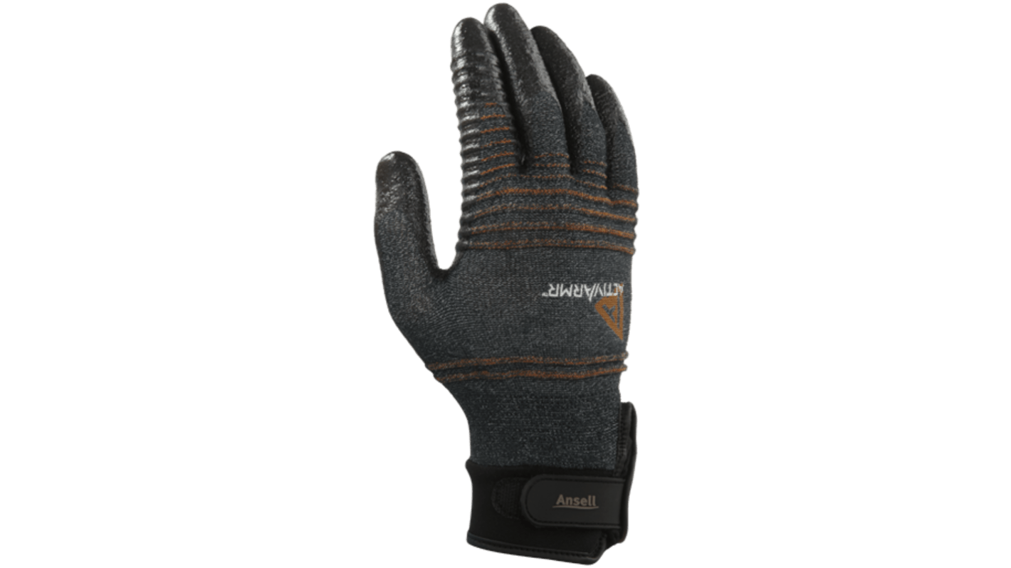 Ansell ActivArmr 97-008 Black Nylon, Spandex Abrasion Resistant, Cut Resistant Work Gloves, Size 11, Foam Nitrile