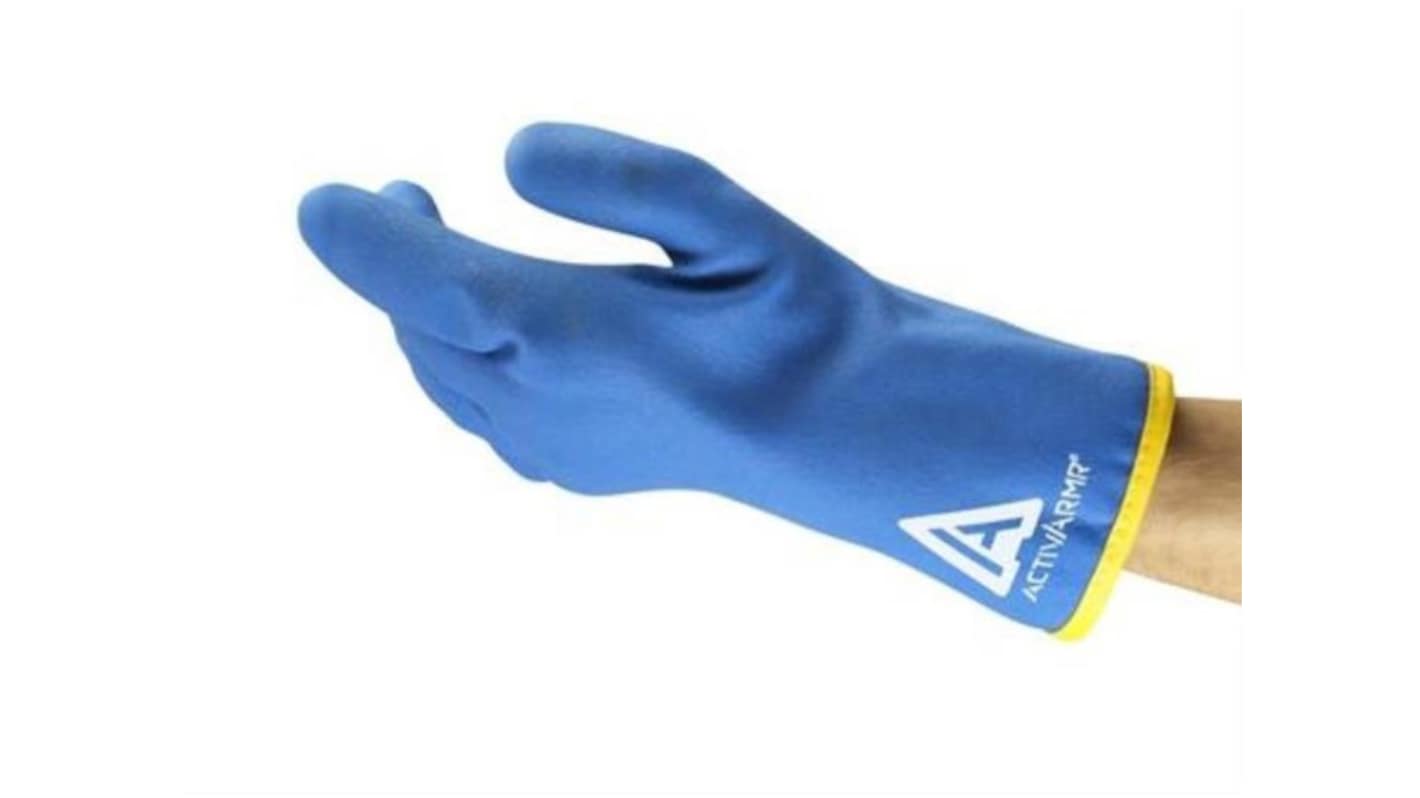 Ansell ActivArmr 97-681 Blue Acrylic, Nylon (Liner) Cold Resistant Waterproof Gloves, Size 8, PVC Coating