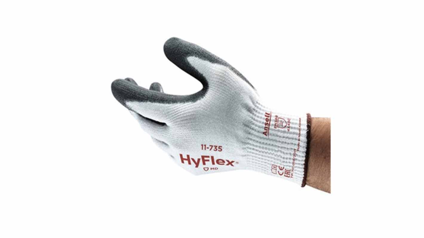 Ansell HyFlex 11-735 Black Glass Fiber, HPPE, Nylon, Spandex (Liner) Abrasion Resistant, Cut Resistant Gloves, Size 11,