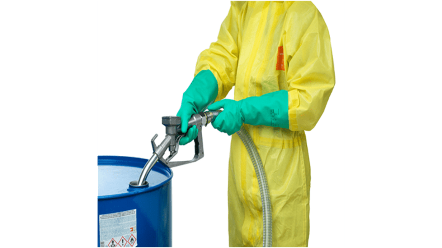 Ansell Alphatec Solvex 37-695 Green Nitrile Chemical Resistant Gloves, Size 8, Nitrile Coating