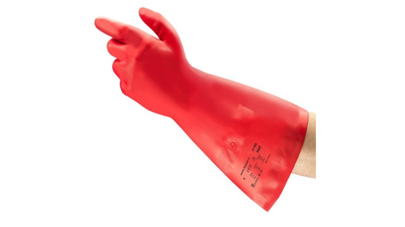 Ansell Alphatec Solvex 37-900 Red Nitrile Chemical Resistant Reusable Gloves, Size 7, Nitrile Coating