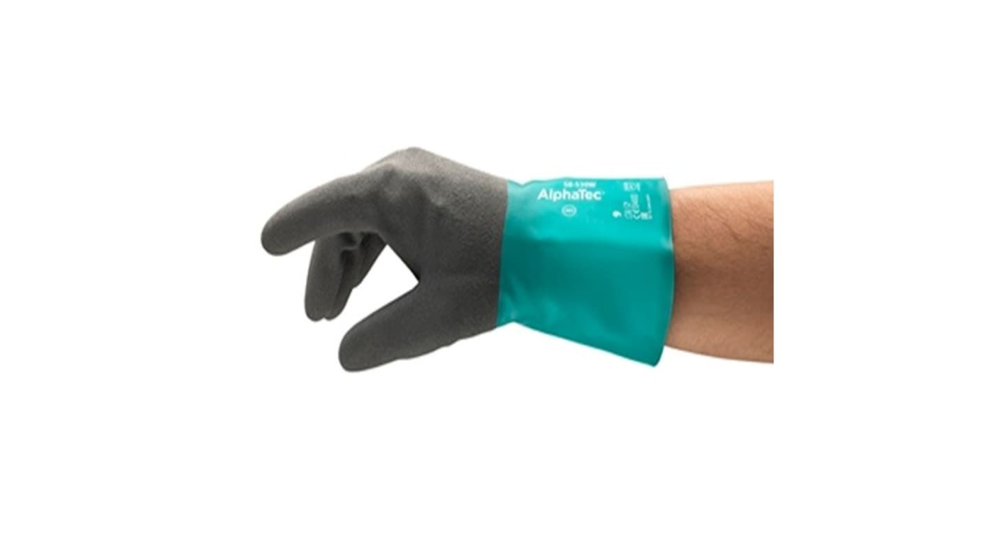 Ansell AlphaTec 58-530W Grey Nylon Abrasion Resistant Work Gloves, Size 11, Nitrile Coating