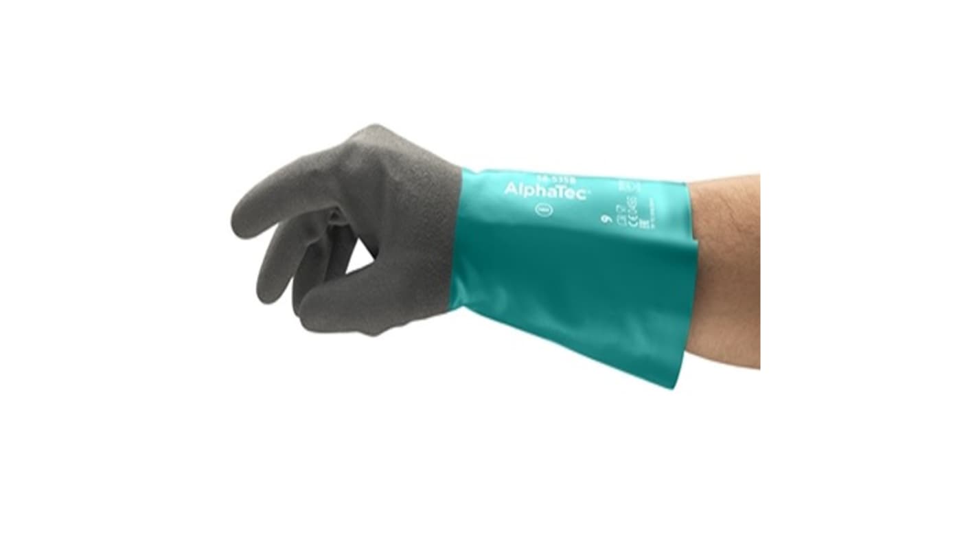 Ansell AlphaTec 58-535B Grey Acrylic Chemical Resistant Work Gloves, Size 11, Nitrile Coating