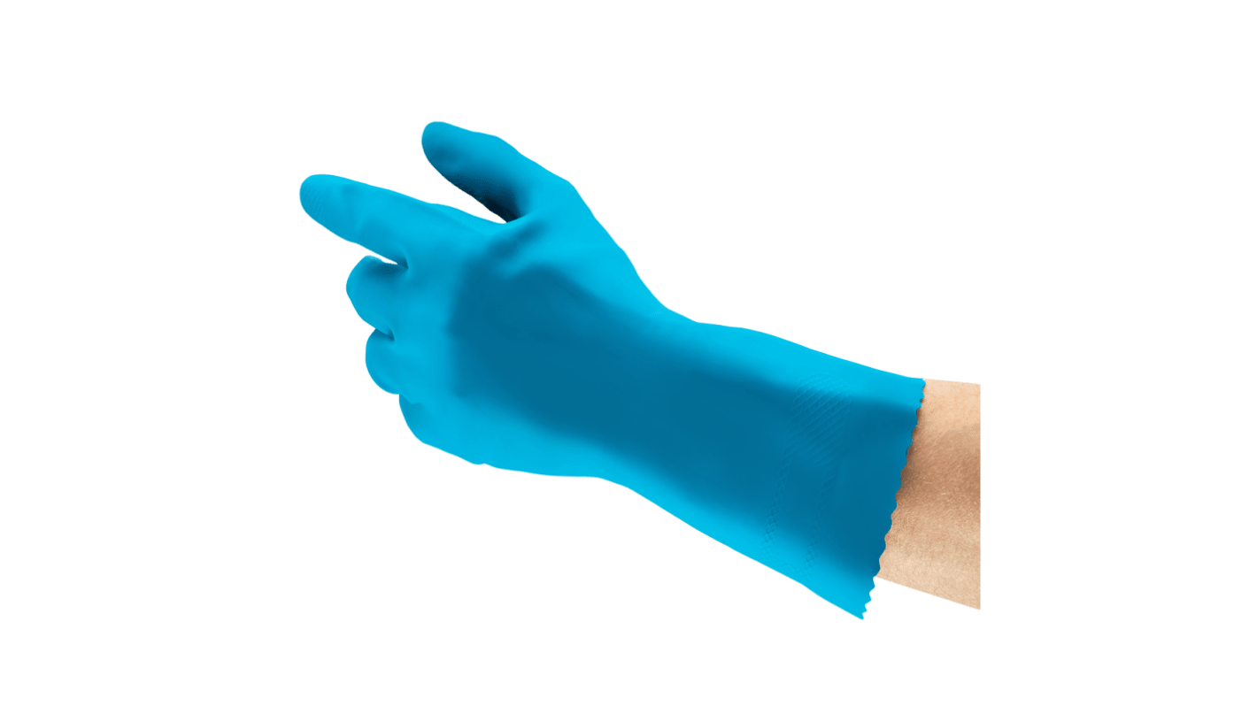 Ansell AlphaTec 87-315 Blue Natural Rubber Latex Food Industry Work Gloves, Size 8.5-9 L, Natural Rubber Coating