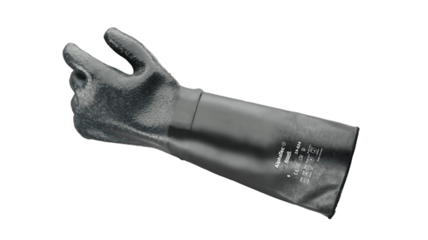 Ansell AlphaTec 19-024 Black Cotton Cold Resistant, Heat Resistant Gloves, Size 8, Neoprene Coating