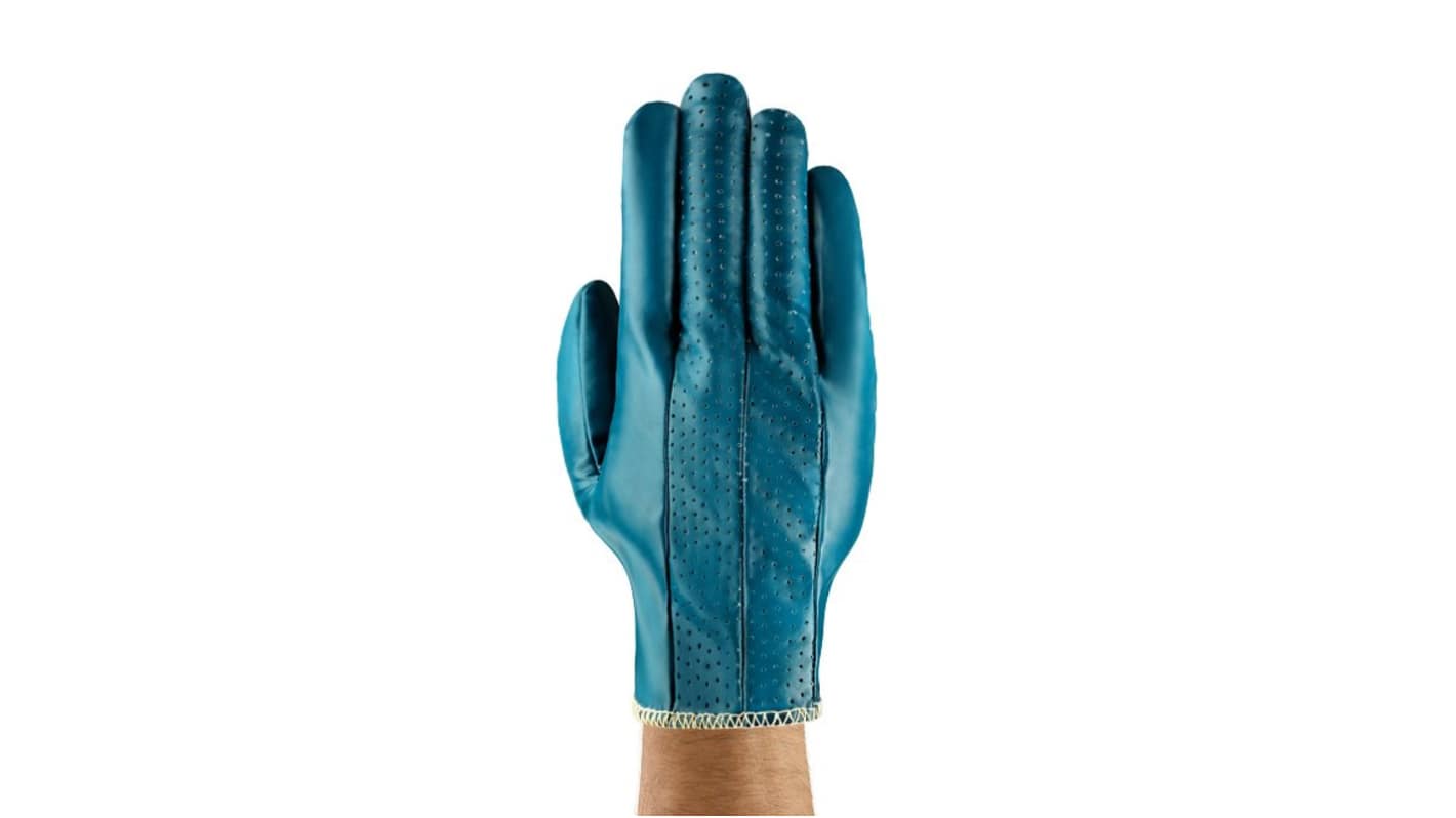 Ansell Hynit 32-125 Blue Cotton, Polyester Abrasion Resistant Gloves, Size 8, Nitrile Coating