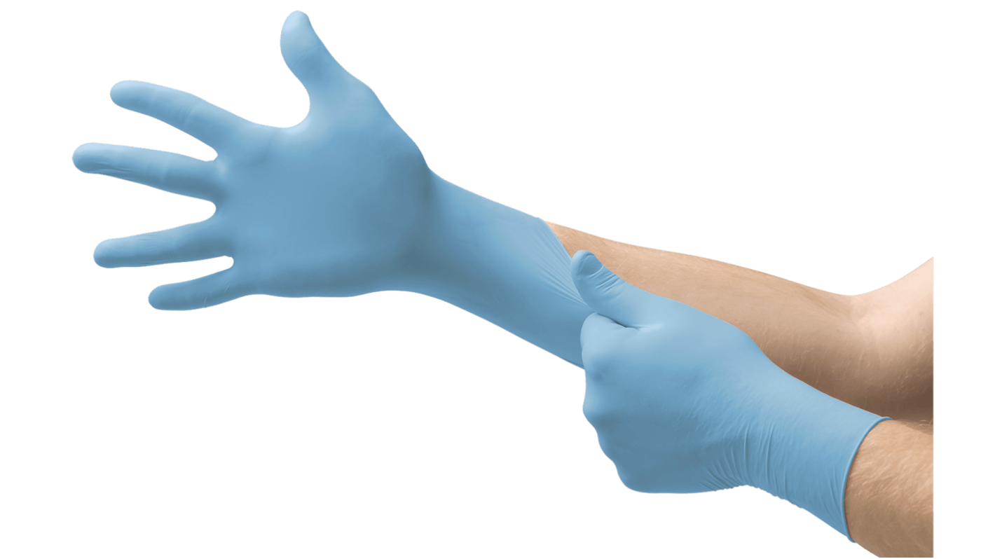 Ansell MicroFlex 92-134 Blue Nitrile Extra Grip Work Gloves, Size 5.5-6 XS