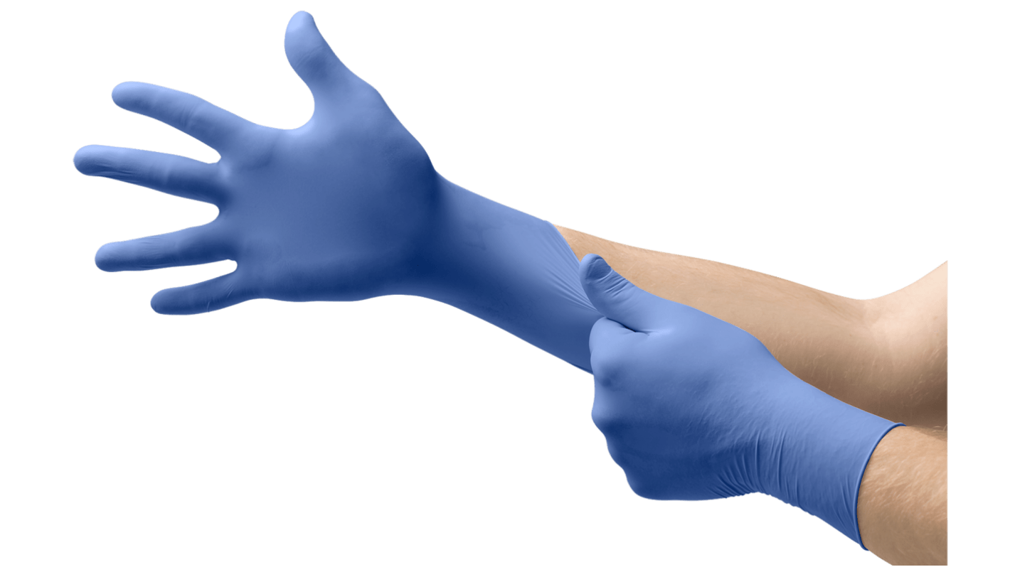 Ansell MicroFlex 93-823 Blue Nitrile Material Handling Work Gloves, Size 5.5-6 XS