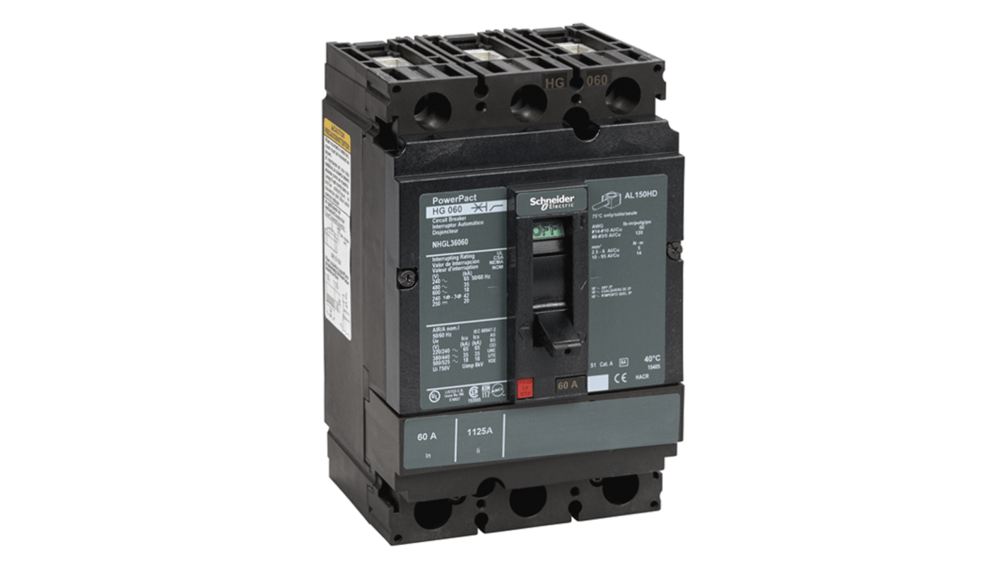 Schneider Electric, PowerPact MCCB 3P 30A, Breaking Capacity 18 kA, DIN Rail Mount