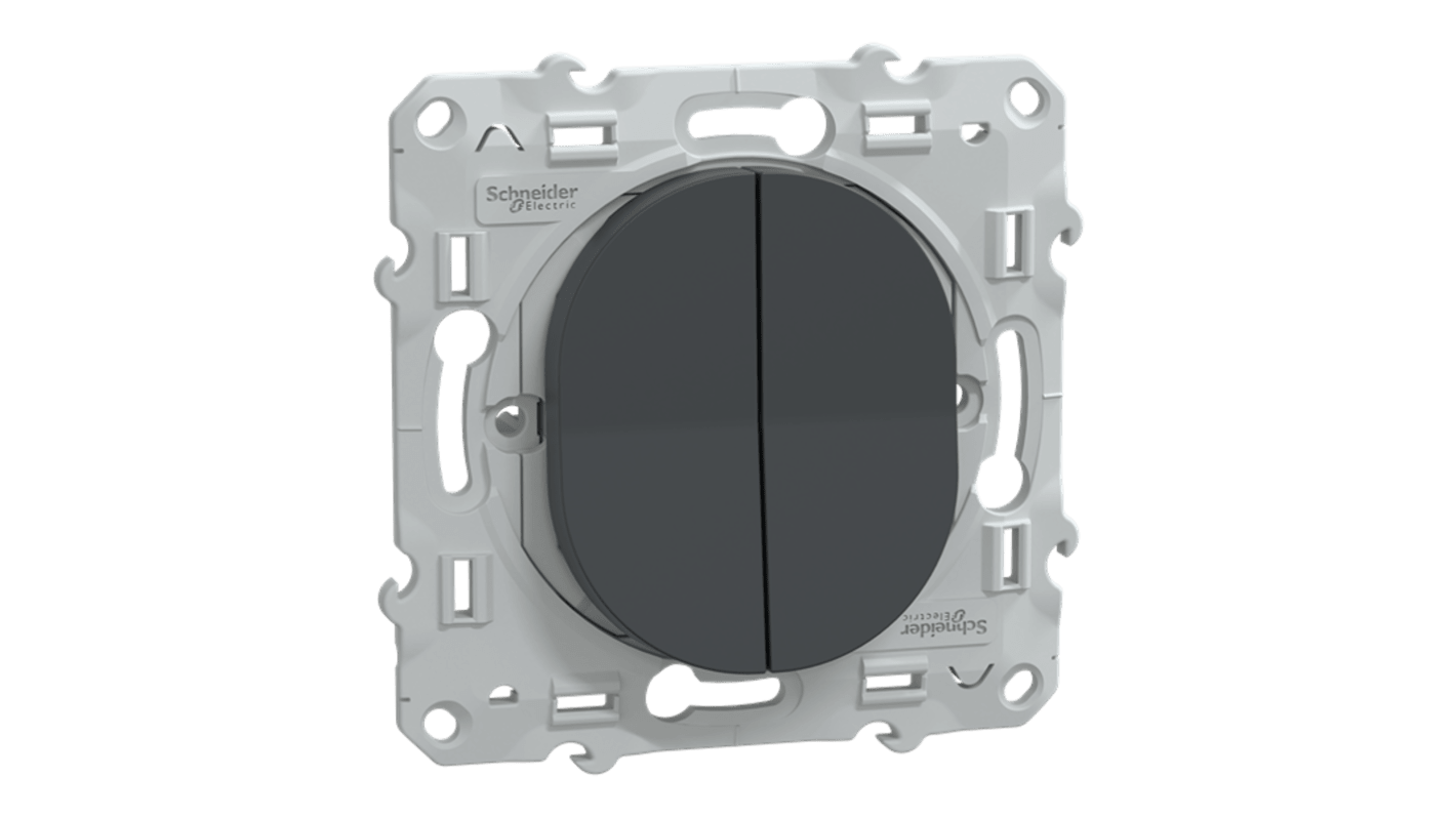 Schneider Electric 双联双向开关插件 开关插件模块, Ovalis C系列, 10A, 无烟煤色