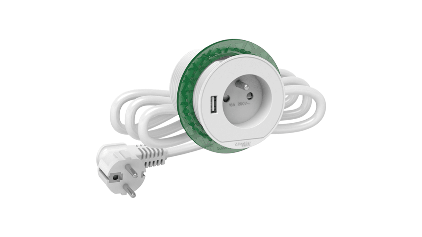 Schneider Electric 6m 4 Socket USB A Extension Lead Open Reel, 230 V, IP44