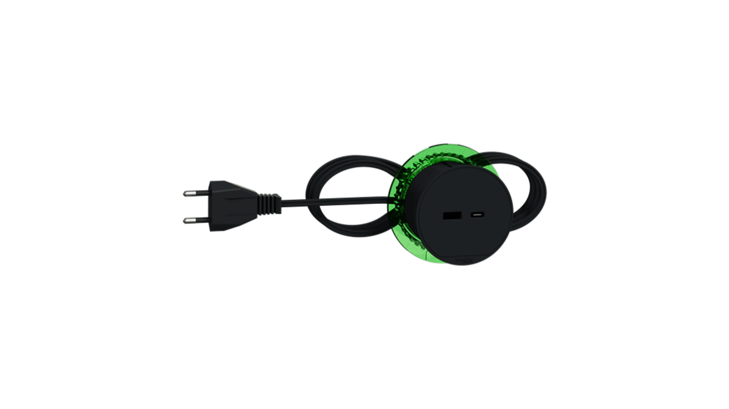 Schneider Electric 2m 2 Socket USB A Extension Lead Open Reel, 5 V, IP44