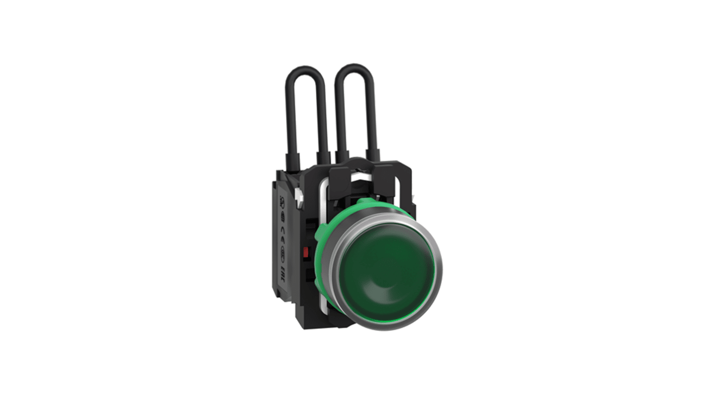 Schneider Electric, Harmony, Screw Mount Green LED Pilot Light, 22.5mm Cutout, IP66, IP67, IP69, IP69K, Round, 24V