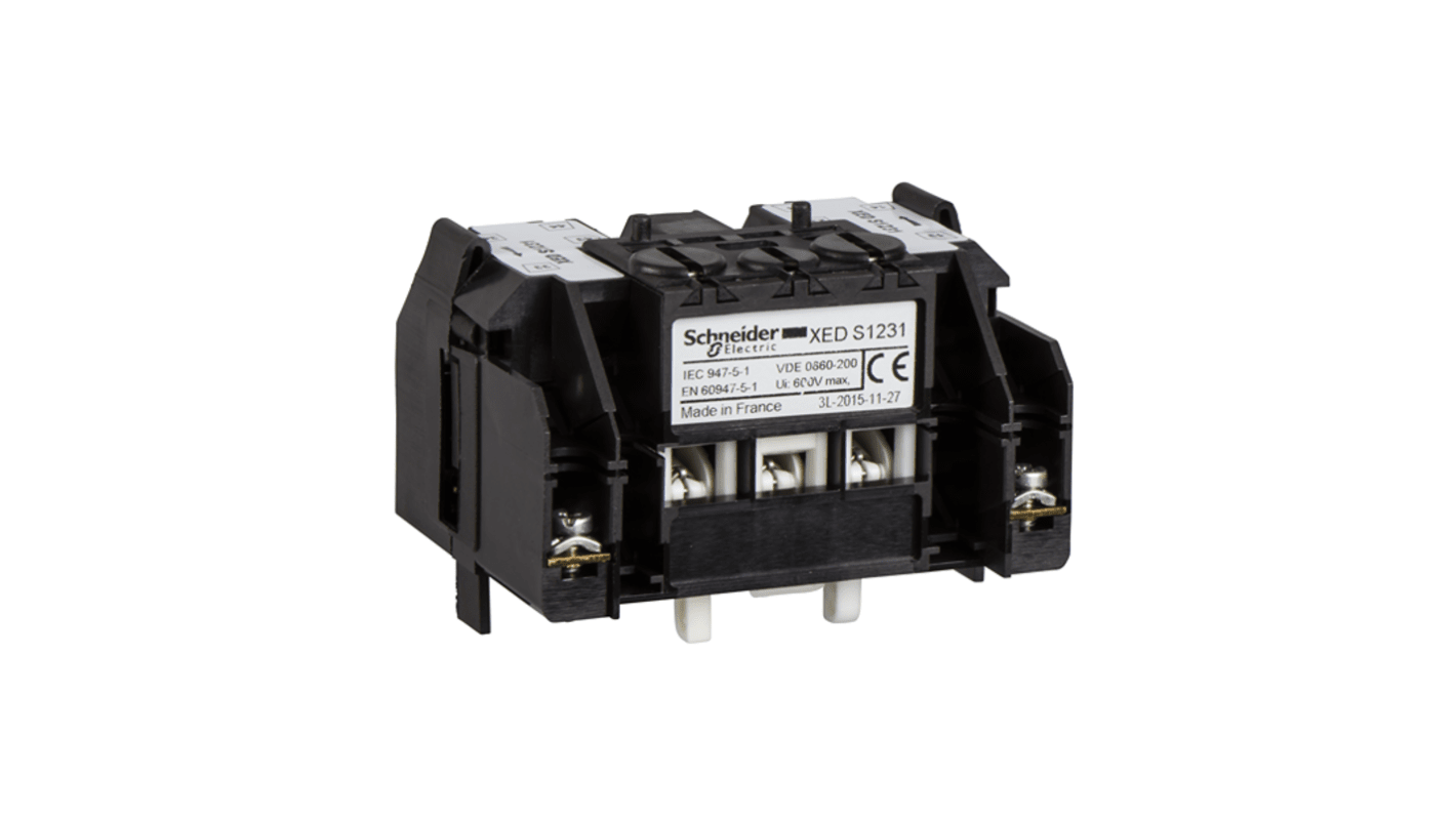 Schneider Electric 押しボタンコンタクトブロック DPST 600V XEDS1231