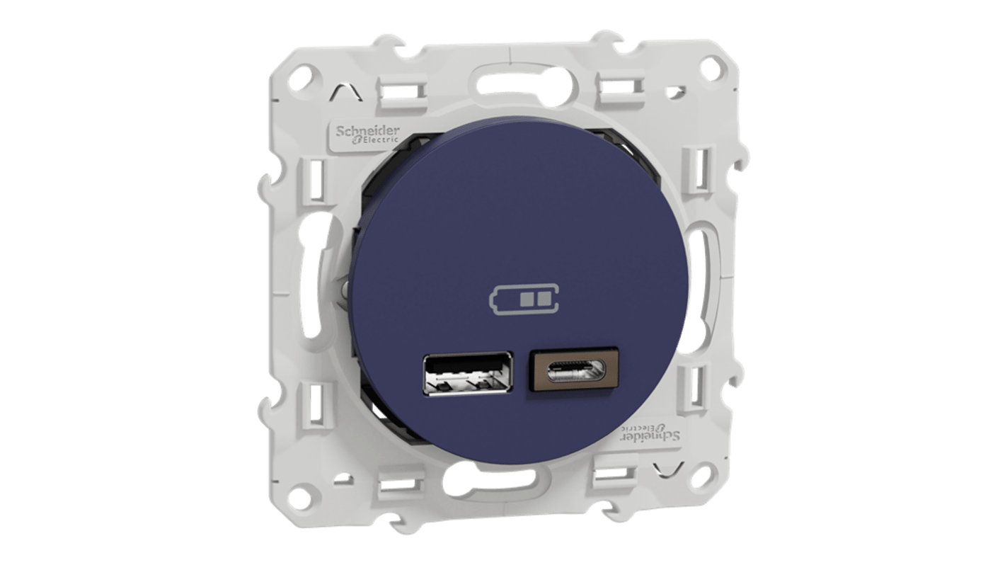 USB Blue Wall Plate Module, Flush Mount