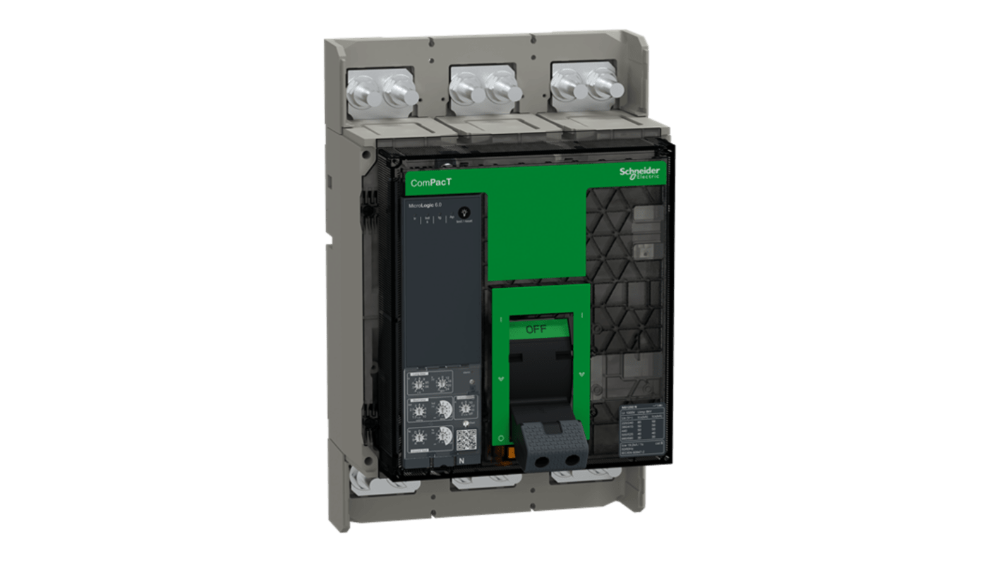 Schneider Electric, ComPacT MCCB 3P 1.6kA, Breaking Capacity 30 kA, Fixed Mount