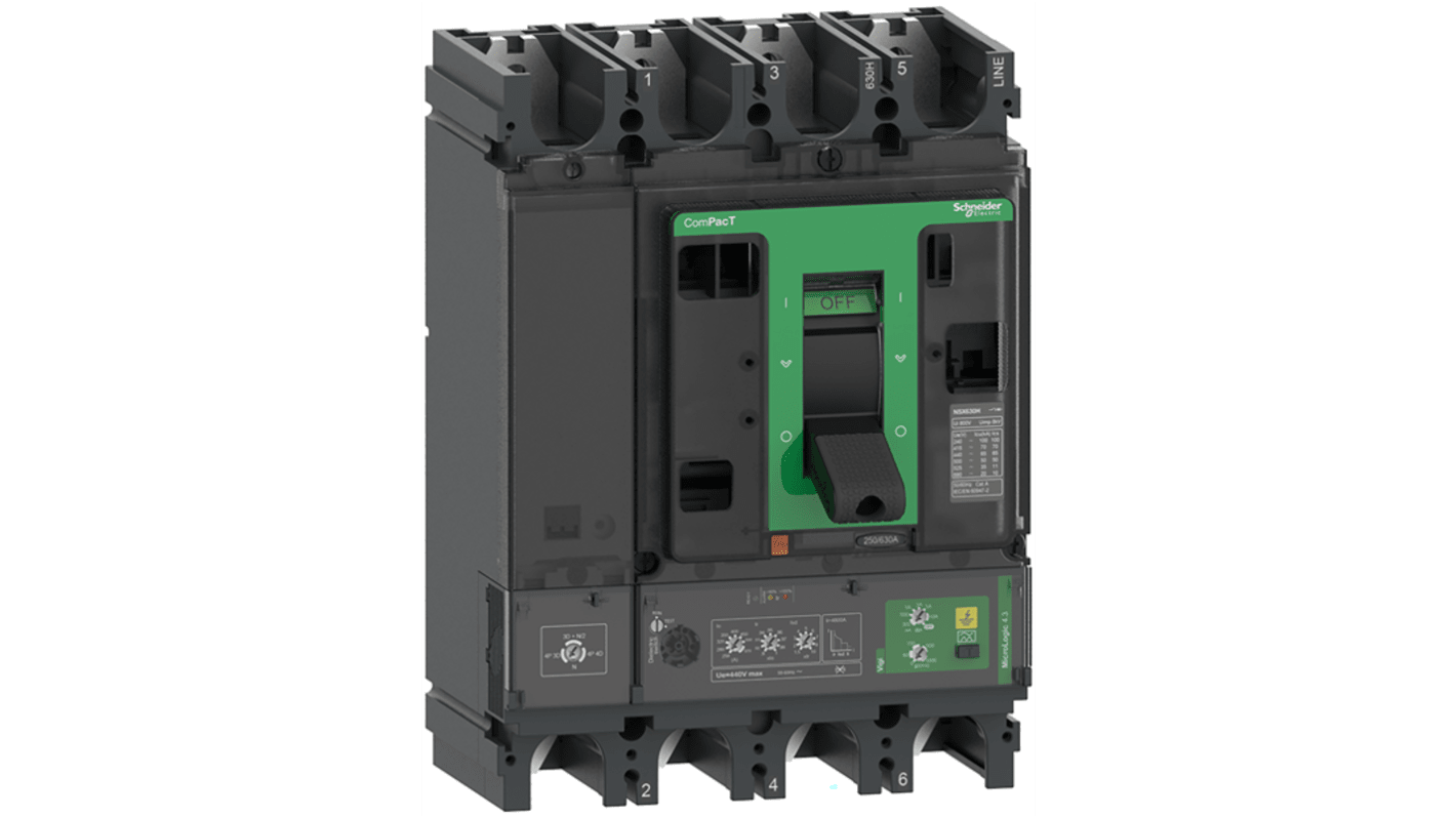 Schneider Electric, ComPacT MCCB 4P 400A, Breaking Capacity 10 kA, Fixed Mount