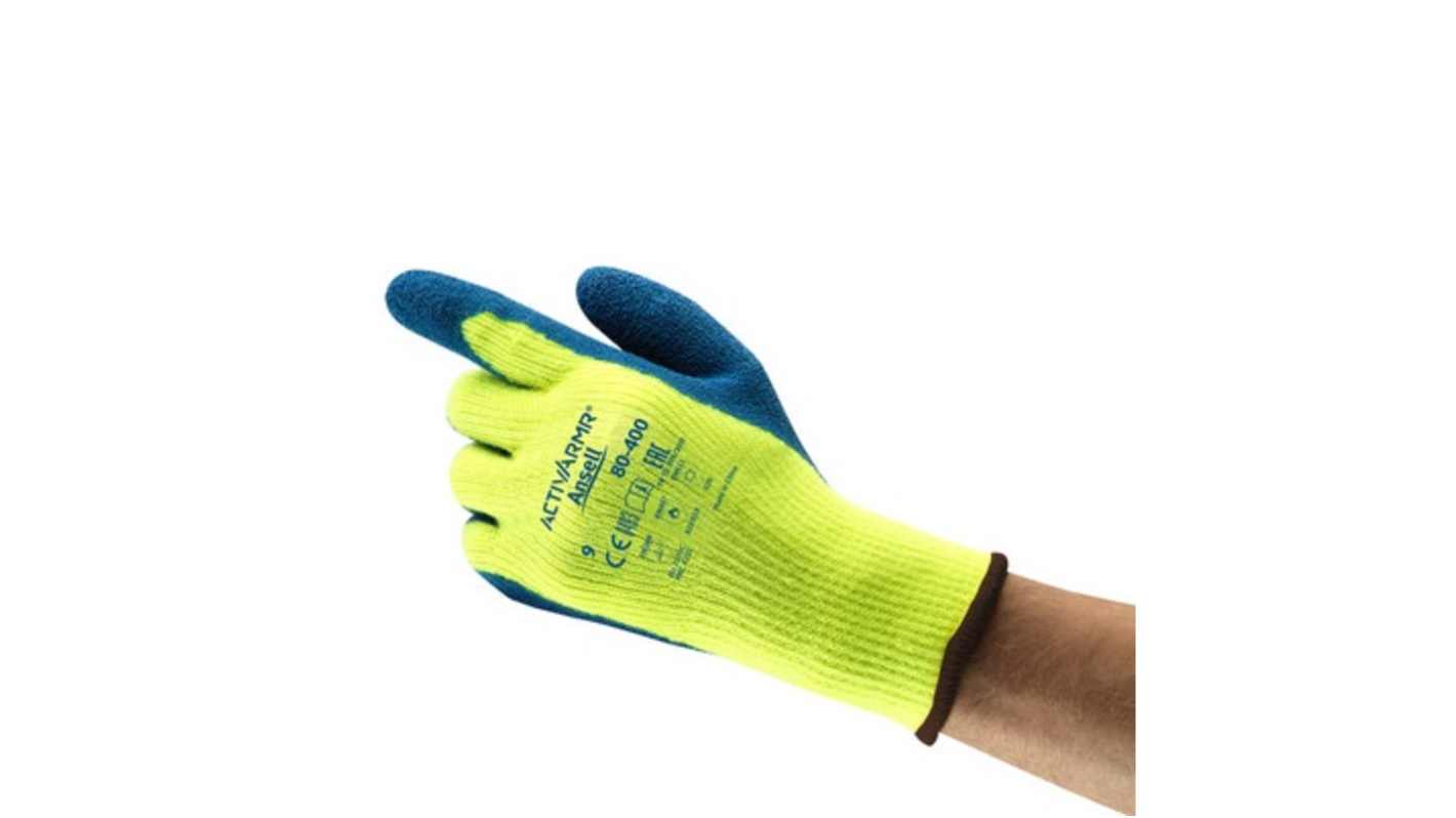 Ansell ActivArmr 80-400 Blue Acrylic Abrasion Resistant, Cut Resistant Work Gloves, Size 7, Latex, Natural Rubber