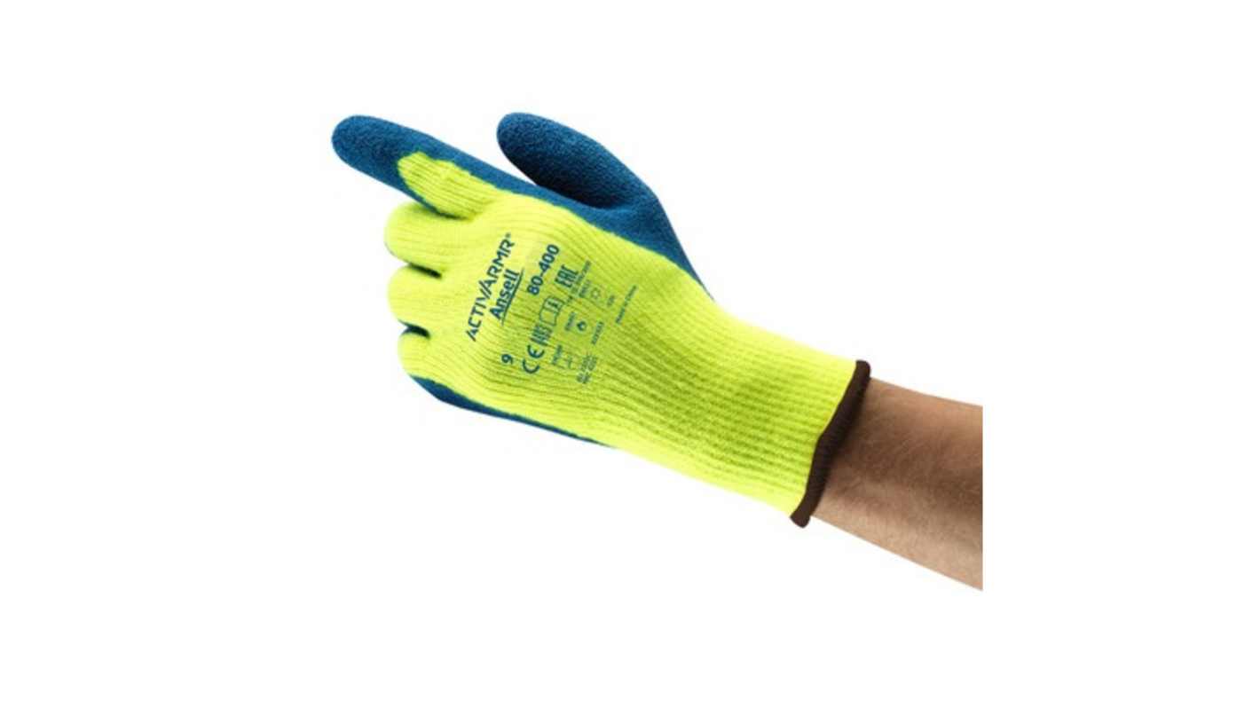Ansell ActivArmr 80-400 Blue Acrylic Abrasion Resistant, Cut Resistant Work Gloves, Size 11, Latex, Natural Rubber