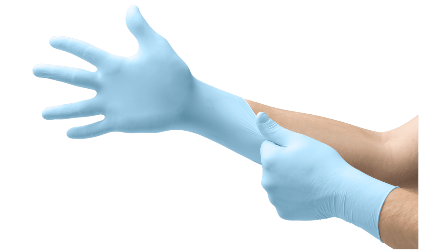Ansell MicroFlex 93-833 Blue Nitrile Good Dexterity Work Gloves, Size 6.5-7 S