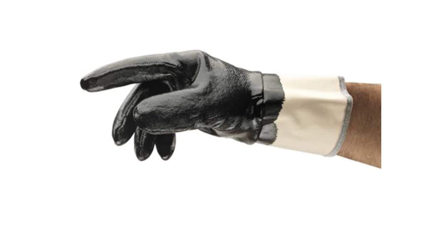Ansell Edge 48-500 Black Cotton Oil Resistant Work Gloves, Size 10, Nitrile Coating