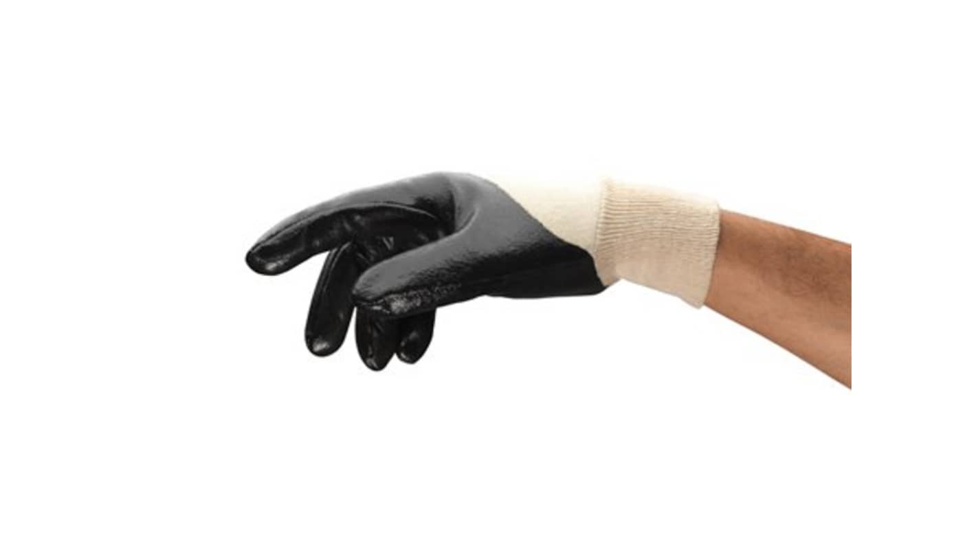Ansell Edge 48-501 Black Cotton Oil Resistant Work Gloves, Size 10, Nitrile Coating