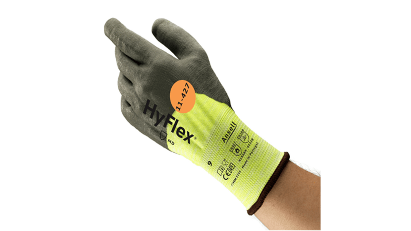 Ansell HyFlex 11-427 Grey Fibreglass, Polyamide Abrasion Resistant, Cut Resistant, Heat Resistant Gloves, Size 7,