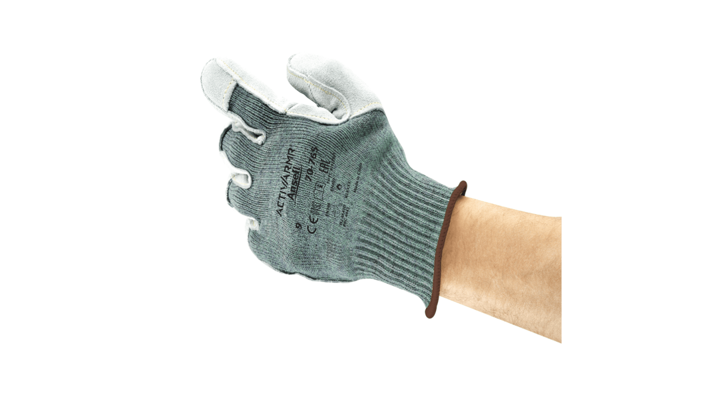 Ansell ActivArmr 70-765 Grey Acrylic, Nylon (Liner) Cut Resistant Cut Resistant Gloves, Size 11, Leather Coating