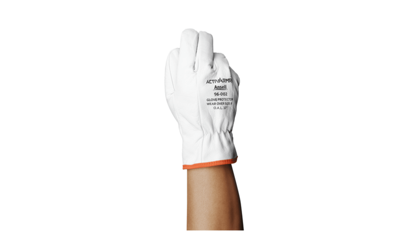 Ansell ActivArmr 96-002 White Leather Abrasion Resistant, Cut Resistant, Puncture Resistant Leather Overglove, Size 11