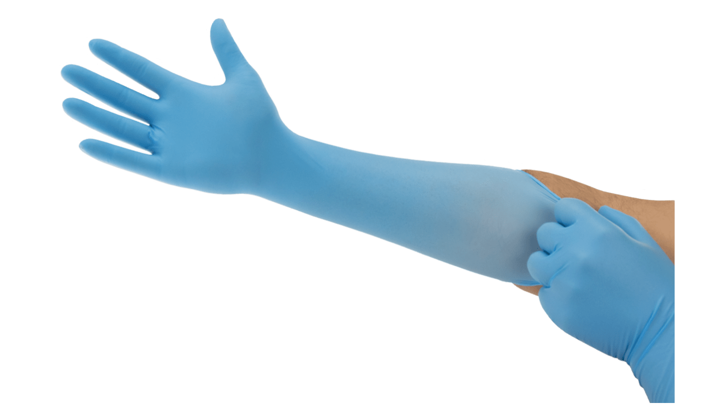 Ansell TouchNTuff 93-263 Blue Nitrile Chemical Resistant Work Gloves, Size 10.5-11 XXL