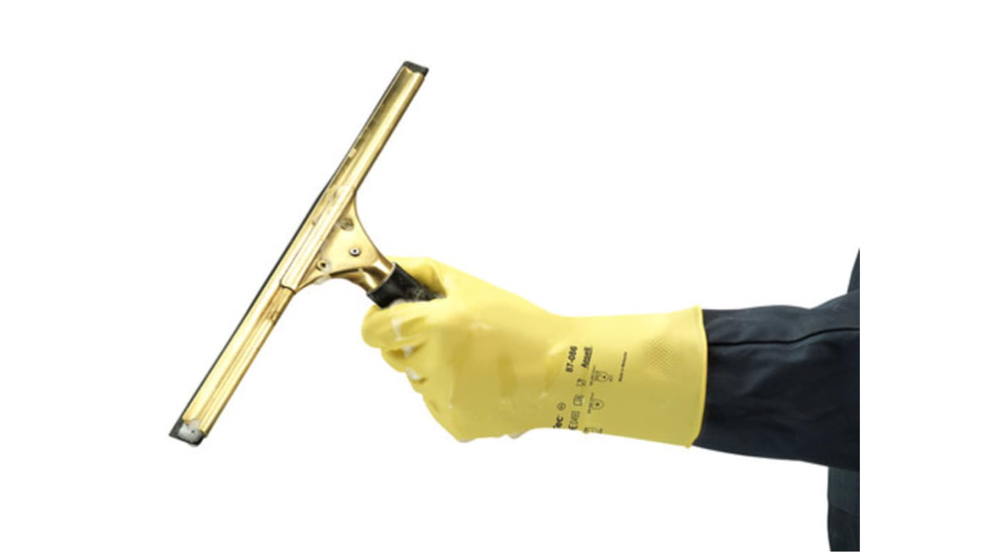 Ansell AlphaTec 87-086 Yellow Natural Rubber Latex Abrasion Resistant Work Gloves, Size 8.5, Natural Rubber Coating