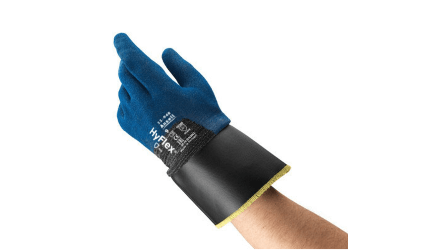 Ansell HyFlex 11-948 Blue Fibreglass, Polyamide Abrasion Resistant, Cut Resistant Gloves, Size 9, Waterbased PU Coating