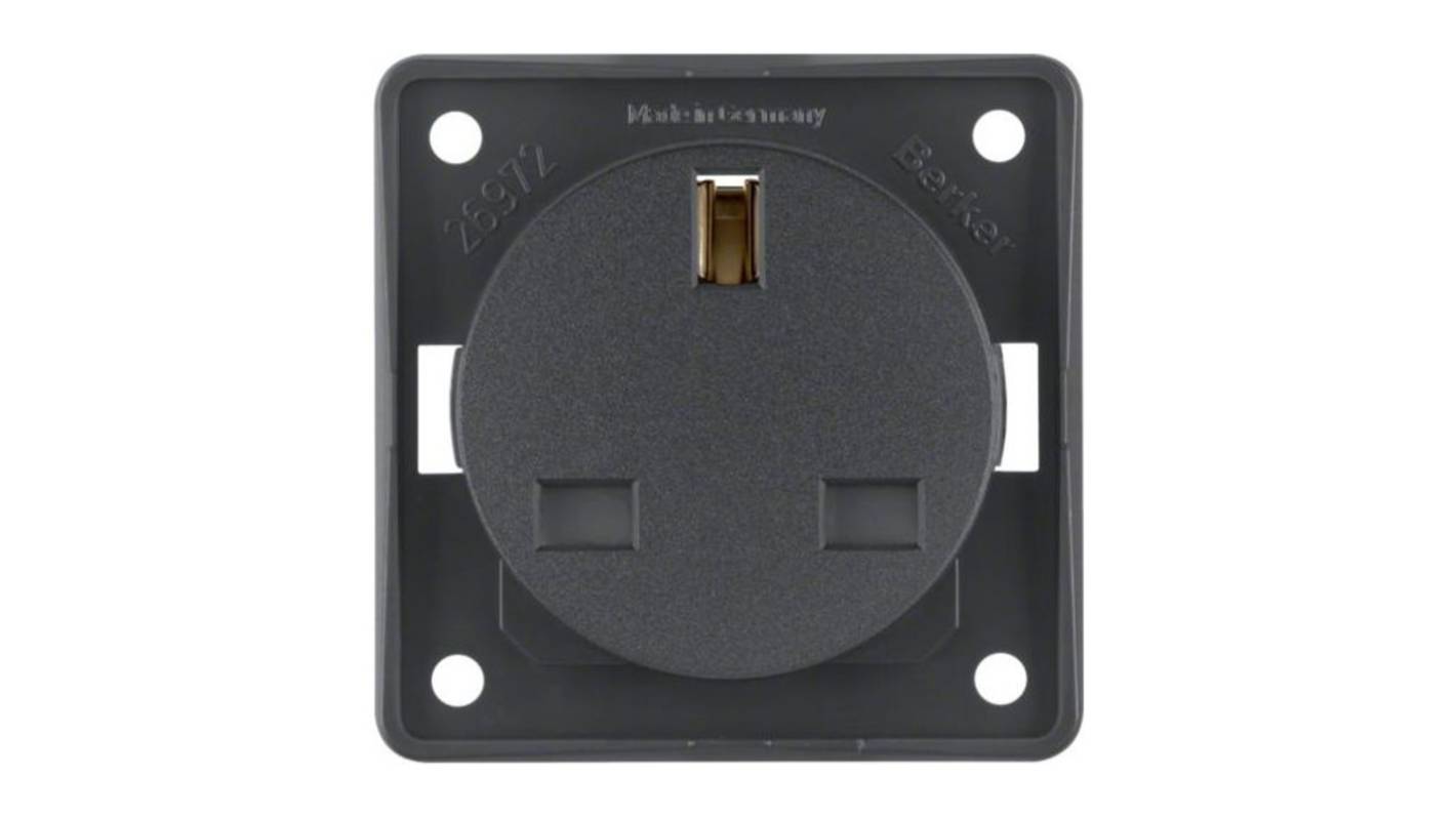 Berker 962 Anthracite Plug Socket, 13A, BS 1363
