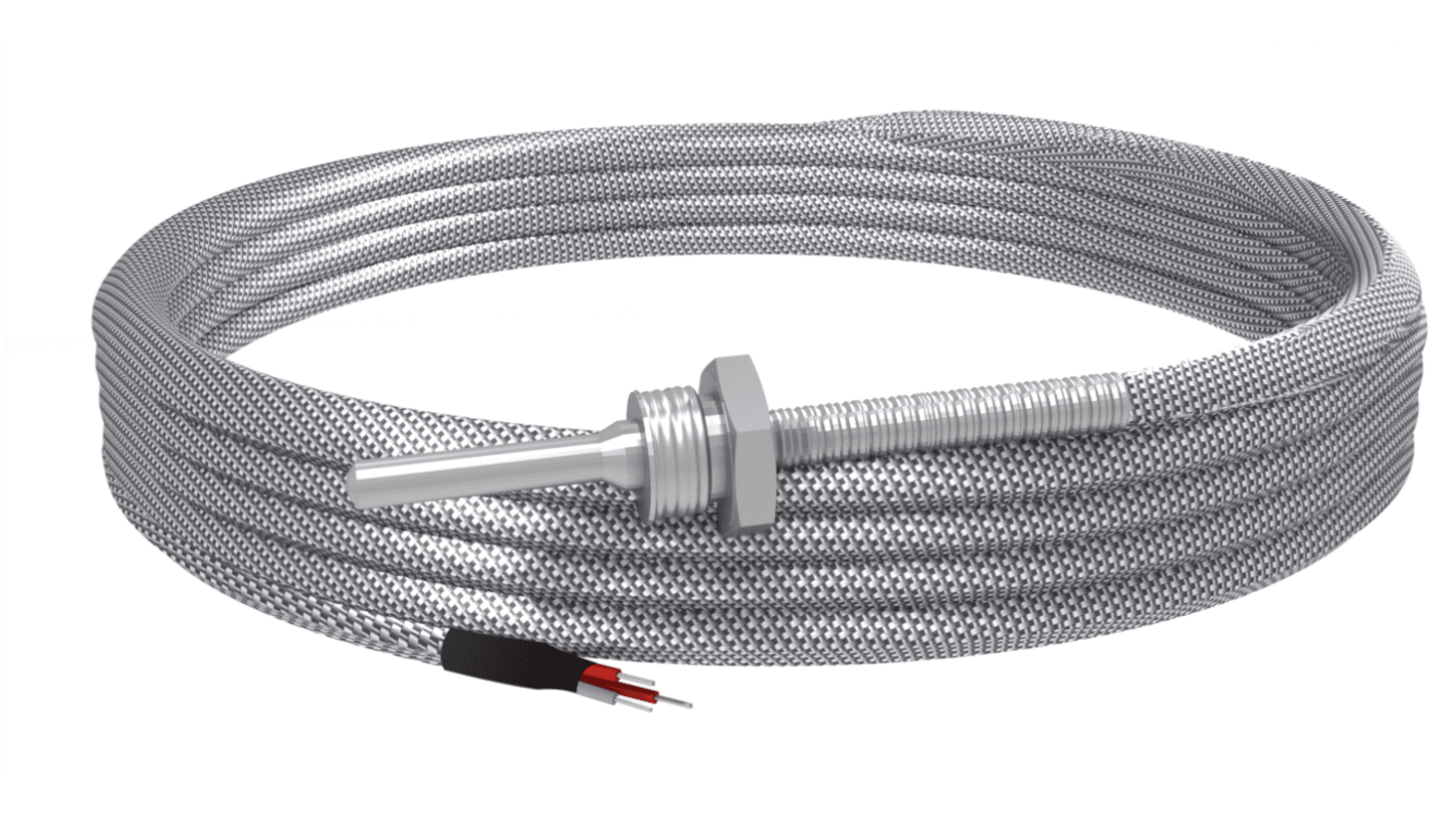 RS PRO PT100 Temperature Sensor, 8mm Dia, 50mm Long, +400°C Max