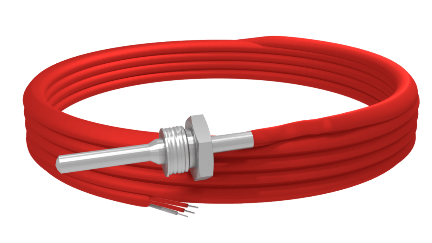 RS PRO PT100 Temperature Sensor, 6mm Dia, 50mm Long, +200°C Max