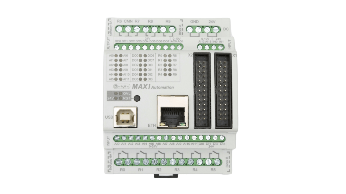 Controllino Controllino MAXI Automation Series Controller for Use with Top Hat Rail, 24 V dc Supply, Relay Output,