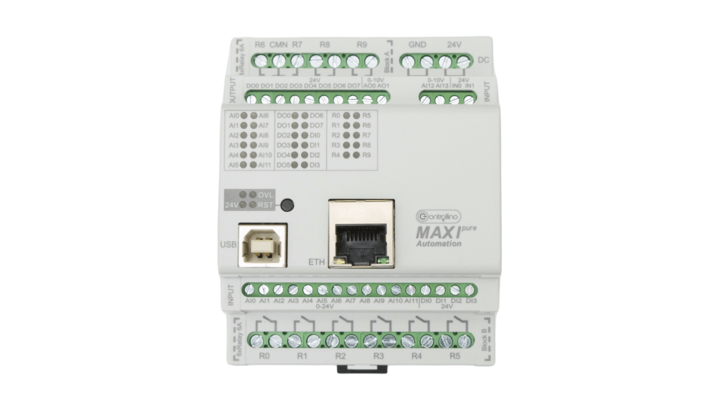 Controllino Controllino MAXI Automation Pure Series Controller for Use with Top Hat Rail, 24 V dc Supply, Relay Output,