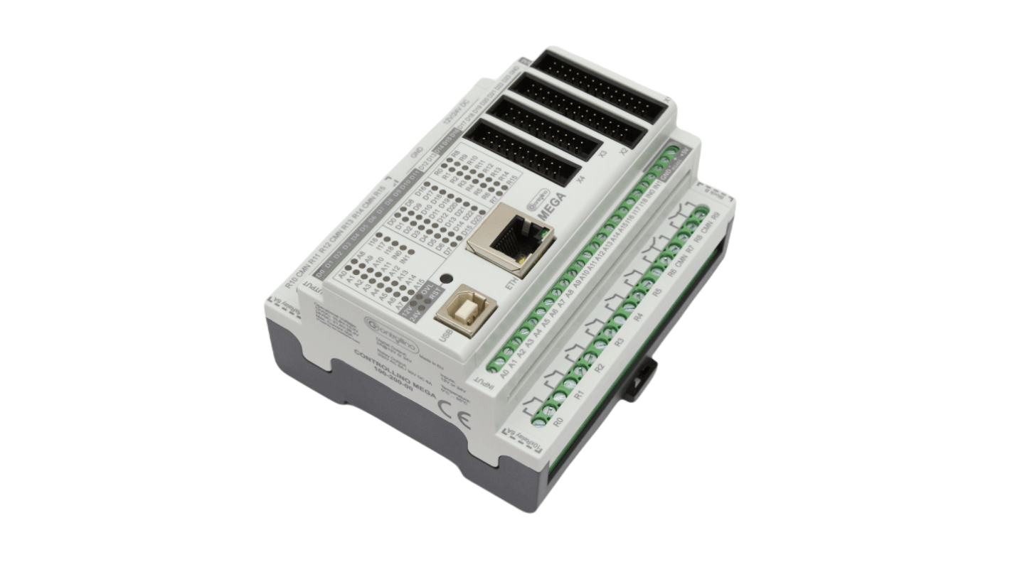 Controllino Controllino MEGA Series Controller for Use with Top Hat Rail, 12 or 24 V dc Supply, Relay Output, 21-Input,