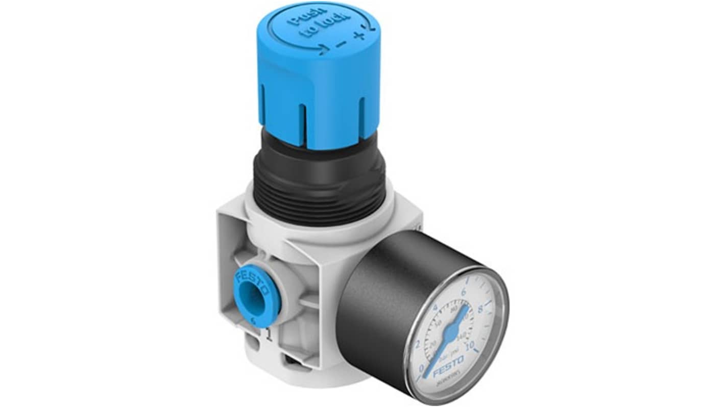 Festo QS-6 Regulator -, 8bar max. input, MS2-LR-QS6-D6-AR-BAR-F1A-B