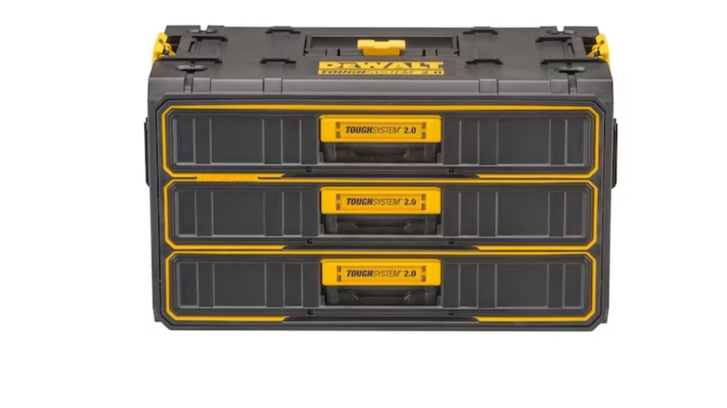DeWALT 黑色抽屉, PP外框, 320mm高 x 313mm宽 x 554mm深, 3个抽屉