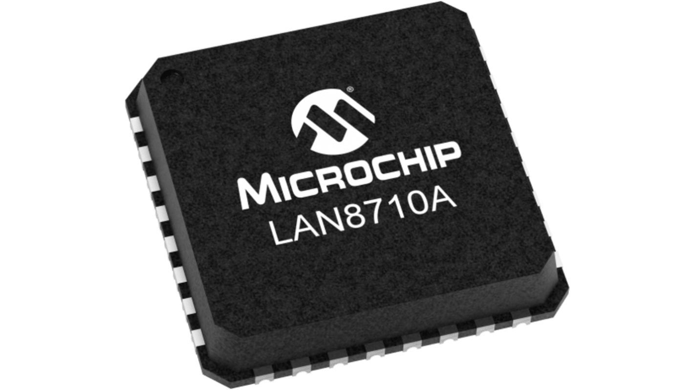 Microchip イーサネットトランシーバ, 100Mbps, MII, RMII, QFN - 32 ピン, 10BaseT、100BaseTX, 3.3 V