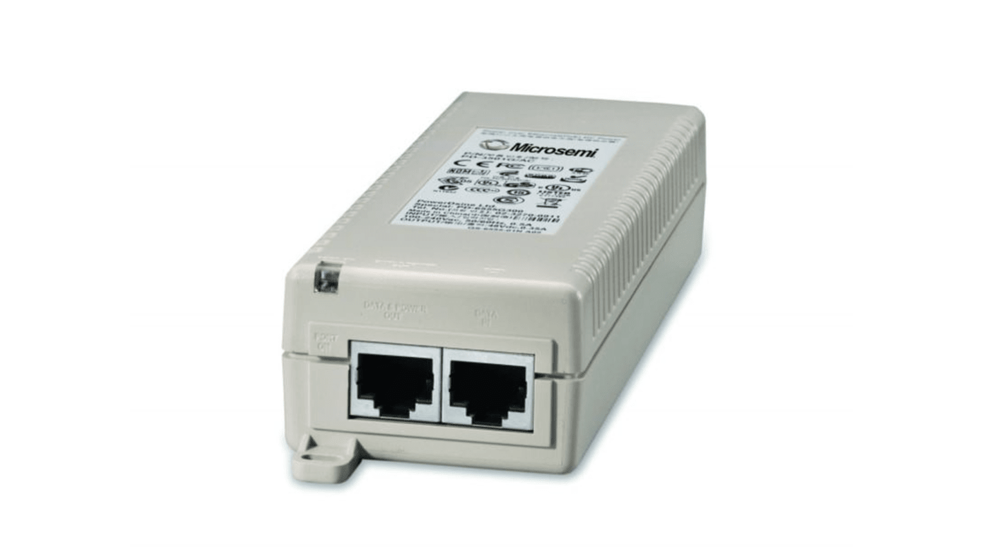 Microchip POE供电器, 100 → 240V 交流输入, 48V 直流输出, 15.4W, 1个输出端口
