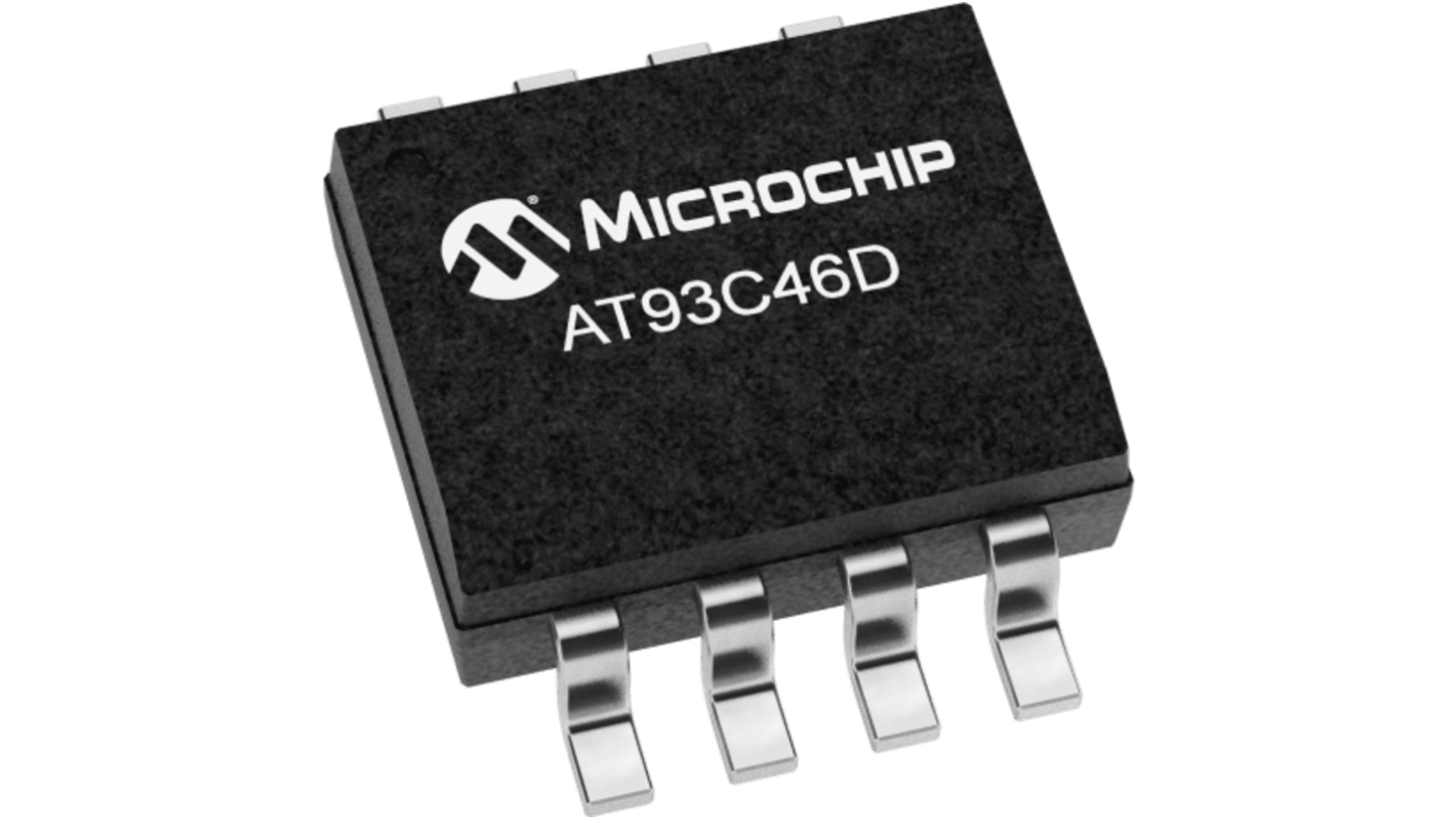 Microchip EEPROM芯片, 1Kbit, 3 线,微导线接口, 8针, SOIC, 贴片安装
