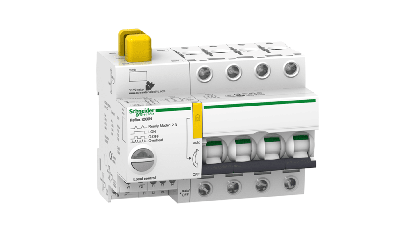 Schneider Electric Acti9 Acti9 Reflex MCB, 4P, 25A Curve B, 230V AC, 48V DC, 10 kA Breaking Capacity