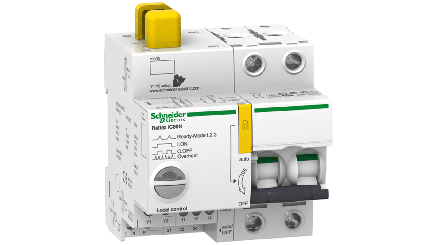 Schneider Electric Acti9 Acti9 Reflex MCB, 2P, 10A Curve B, 230V AC, 48V DC, 10 kA Breaking Capacity